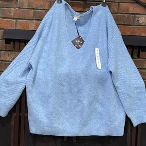 Ava & Viv Women's Light Blue V-Neck Sweater